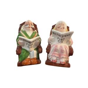 Vintage Grandpa & Grandma Retirement Fund "Piggy Bank" Figures